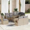 Image de vidaXL Salon de jardin avec coussins 9 pcs beige résine tressée3326500