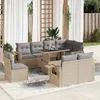 Image de Vidaxl Salon De Jardin Avec Coussins 9 Pcs Beige RÃ©sine TressÃ©e