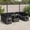 Image de vidaXL Salon de jardin 10 pcs avec coussins noir résine tressée3326536