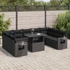 Image de Vidaxl Salon De Jardin 10 Pcs Avec Coussins Noir RÃ©sine TressÃ©e