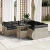 Image de vidaXL Salon de jardin 9 pcs avec coussins gris clair résine tressée3326613