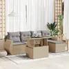 Image de Vidaxl Salon De Jardin Avec Coussins 6 Pcs Beige RÃ©sine TressÃ©e