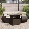 Image de vidaXL Salon de jardin avec coussins 5 pcs marron résine tressée3326634