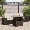 Image de vidaXL Salon de jardin avec coussins 5 pcs marron résine tressée3326724