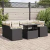 Image de Vidaxl Salon De Jardin 7 Pcs Avec Coussins Noir RÃ©sine TressÃ©e