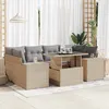 Image de vidaXL Vidaxl Salon De Jardin Avec Coussins 7 Pcs Beige Résine Tressée
