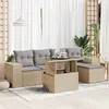 Image de vidaXL Salon de jardin avec coussins 6 pcs beige résine tressée