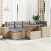 Image de Vidaxl Salon De Jardin Avec Coussins 7 Pcs Beige RÃ©sine TressÃ©e