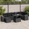 Image de Vidaxl Salon De Jardin 8 Pcs Avec Coussins Noir RÃ©sine TressÃ©e