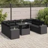Image de Vidaxl Salon De Jardin 10 Pcs Avec Coussins Noir RÃ©sine TressÃ©e