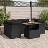 Image de Vidaxl Salon De Jardin 7 Pcs Avec Coussins Noir RÃ©sine TressÃ©e