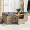 Image de Vidaxl Salon De Jardin Avec Coussins 7 Pcs Beige RÃ©sine TressÃ©e
