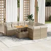 Image de Vidaxl Salon De Jardin Avec Coussins 9 Pcs Beige RÃ©sine TressÃ©e
