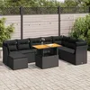 Image de Vidaxl Salon De Jardin 9 Pcs Avec Coussins Noir RÃ©sine TressÃ©e