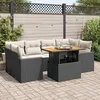 Image de Vidaxl Salon De Jardin 7 Pcs Avec Coussins Noir RÃ©sine TressÃ©e