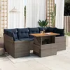 Image de Vidaxl Salon De Jardin Avec Coussins 7 Pcs Gris RÃ©sine TressÃ©e