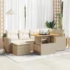 Image de vidaXL Vidaxl Salon De Jardin Avec Coussins 7 Pcs Beige Résine Tressée