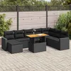Image de Vidaxl Salon De Jardin 9 Pcs Avec Coussins Noir RÃ©sine TressÃ©e