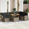Image de Vidaxl Salon De Jardin 9 Pcs Avec Coussins Gris RÃ©sine TressÃ©e