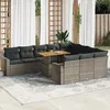 Image de Vidaxl Salon De Jardin 11 Pcs Avec Coussins Gris RÃ©sine TressÃ©e