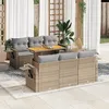 Image de Vidaxl Salon De Jardin Avec Coussins 7 Pcs Beige RÃ©sine TressÃ©e