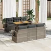 Image de Vidaxl Salon De Jardin Avec Coussins 7 Pcs Gris RÃ©sine TressÃ©e