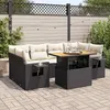 Image de Vidaxl Salon De Jardin 7 Pcs Avec Coussins Noir RÃ©sine TressÃ©e