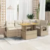 Image de Vidaxl Salon De Jardin Avec Coussins 6 Pcs Beige RÃ©sine TressÃ©e