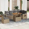 Image de Vidaxl Salon De Jardin Avec Coussins 7 Pcs Beige RÃ©sine TressÃ©e