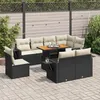 Image de Vidaxl Salon De Jardin 9 Pcs Avec Coussins Noir RÃ©sine TressÃ©e