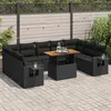 Image de Vidaxl Salon De Jardin 10 Pcs Avec Coussins Noir RÃ©sine TressÃ©e