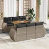 Image de Vidaxl Salon De Jardin Avec Coussins 7 Pcs Gris RÃ©sine TressÃ©e