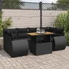 Image de Vidaxl Salon De Jardin 7 Pcs Avec Coussins Noir RÃ©sine TressÃ©e