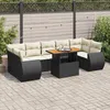 Image de Vidaxl Salon De Jardin 8 Pcs Avec Coussins Noir RÃ©sine TressÃ©e