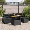 Image de Vidaxl Salon De Jardin 6 Pcs Avec Coussins Noir RÃ©sine TressÃ©e