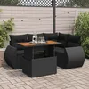 Image de Vidaxl Salon De Jardin 5 Pcs Avec Coussins Noir RÃ©sine TressÃ©e