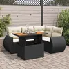 Image de Vidaxl Salon De Jardin 5 Pcs Avec Coussins Noir RÃ©sine TressÃ©e