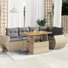Image de Vidaxl Salon De Jardin Avec Coussins 6 Pcs Beige RÃ©sine TressÃ©e