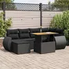 Image de vidaXL Salon de jardin 7 pcs avec coussins noir résine tressée3327282