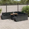 Image de Vidaxl Salon De Jardin 11 Pcs Avec Coussins Noir RÃ©sine TressÃ©e