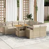 Image de Vidaxl Salon De Jardin Avec Coussins 9 Pcs Beige RÃ©sine TressÃ©e
