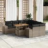 Image de Vidaxl Salon De Jardin 9 Pcs Avec Coussins Gris RÃ©sine TressÃ©e