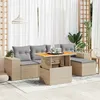 Image de Vidaxl Salon De Jardin Avec Coussins 6 Pcs Beige RÃ©sine TressÃ©e