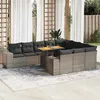 Image de Vidaxl Salon De Jardin Avec Coussins 10 Pcs Gris RÃ©sine TressÃ©e Acacia