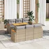 Image de Vidaxl Salon De Jardin Avec Coussins 7 Pcs Beige RÃ©sine TressÃ©e Acacia