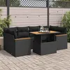 Image de Vidaxl Salon De Jardin 6 Pcs Avec Coussins Noir RÃ©sine TressÃ©e Acacia