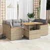 Image de Vidaxl Salon De Jardin 6 Pcs Avec Coussins Beige RÃ©sine TressÃ©e Acacia