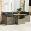 Image de Vidaxl Salon De Jardin Avec Coussins 6 Pcs Gris RÃ©sine TressÃ©e Acacia