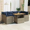 Image de Vidaxl Salon De Jardin Avec Coussins 7 Pcs Gris RÃ©sine TressÃ©e