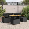 Image de Vidaxl Salon De Jardin 6 Pcs Avec Coussins Noir RÃ©sine TressÃ©e Acacia